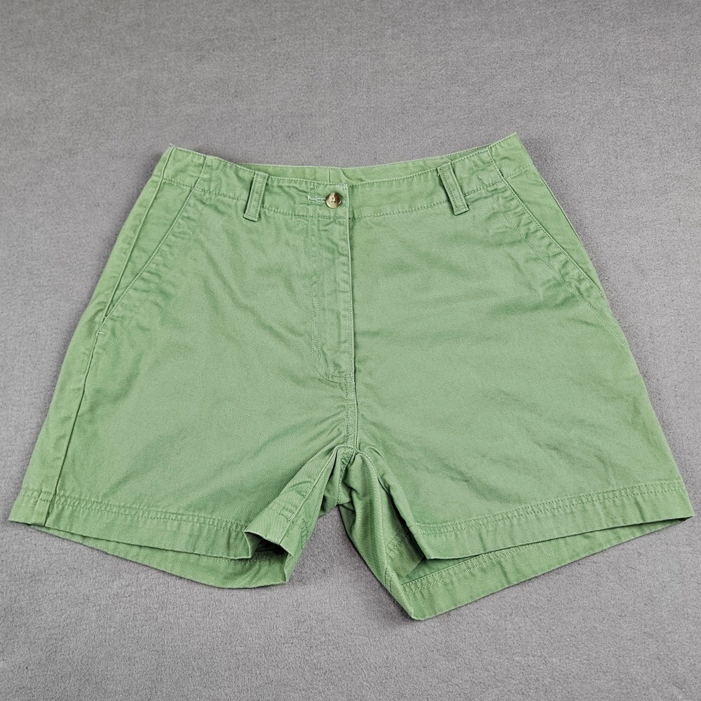 LL Bean Womens Size 6 Regular Chino Shorts Green 100% Cotton Hiking Camp 0XM37